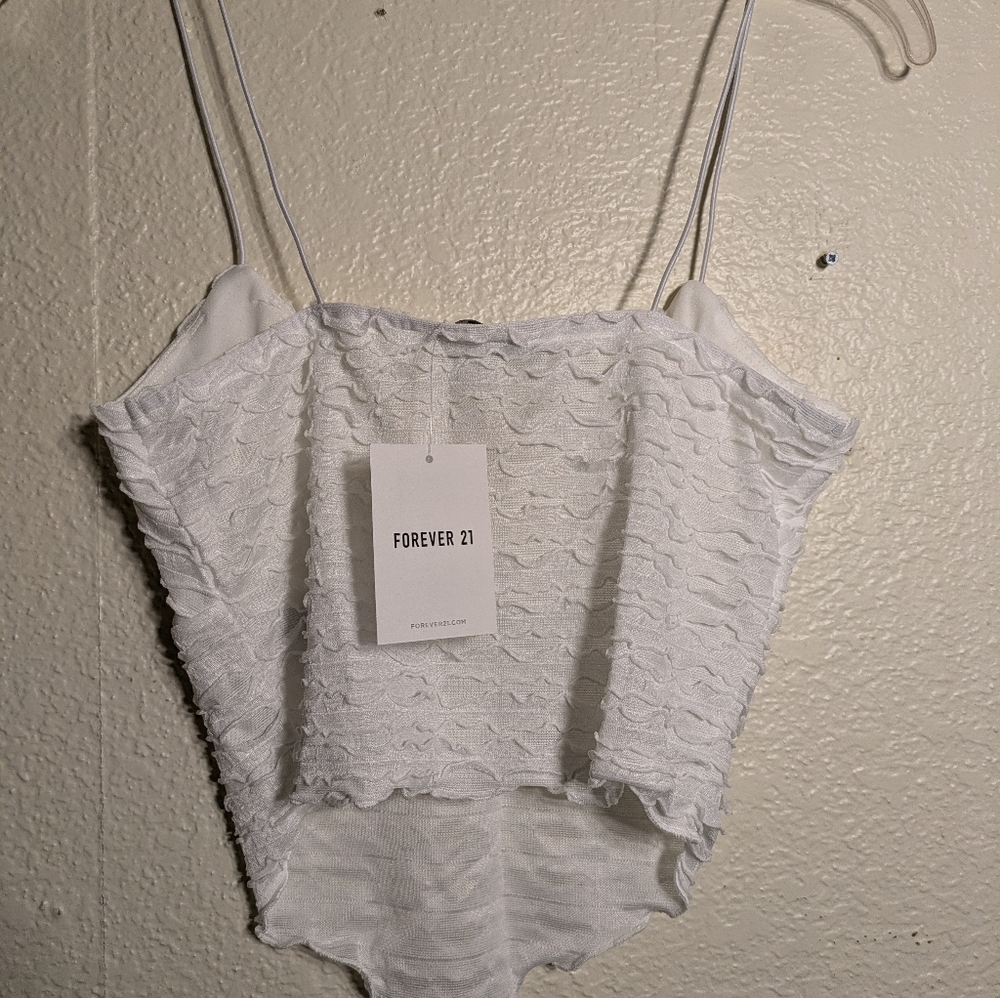 Forever 21 Elegant White Textured Women's Top Size Small - Picture 5 of 10